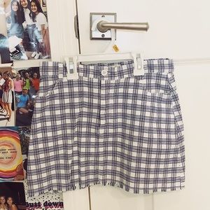 brandy melville: blue/white checkered mini skirt